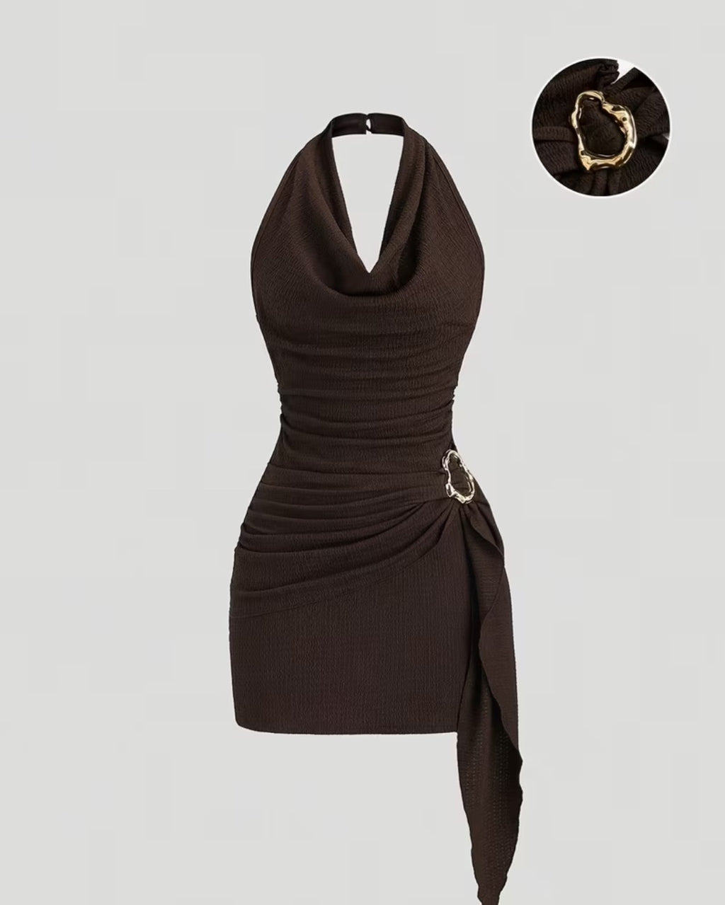 Burgundy Halter Neck Dress