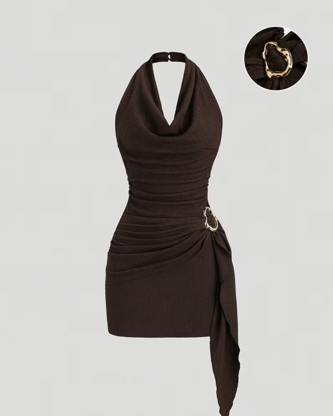 Burgundy Halter Neck Dress