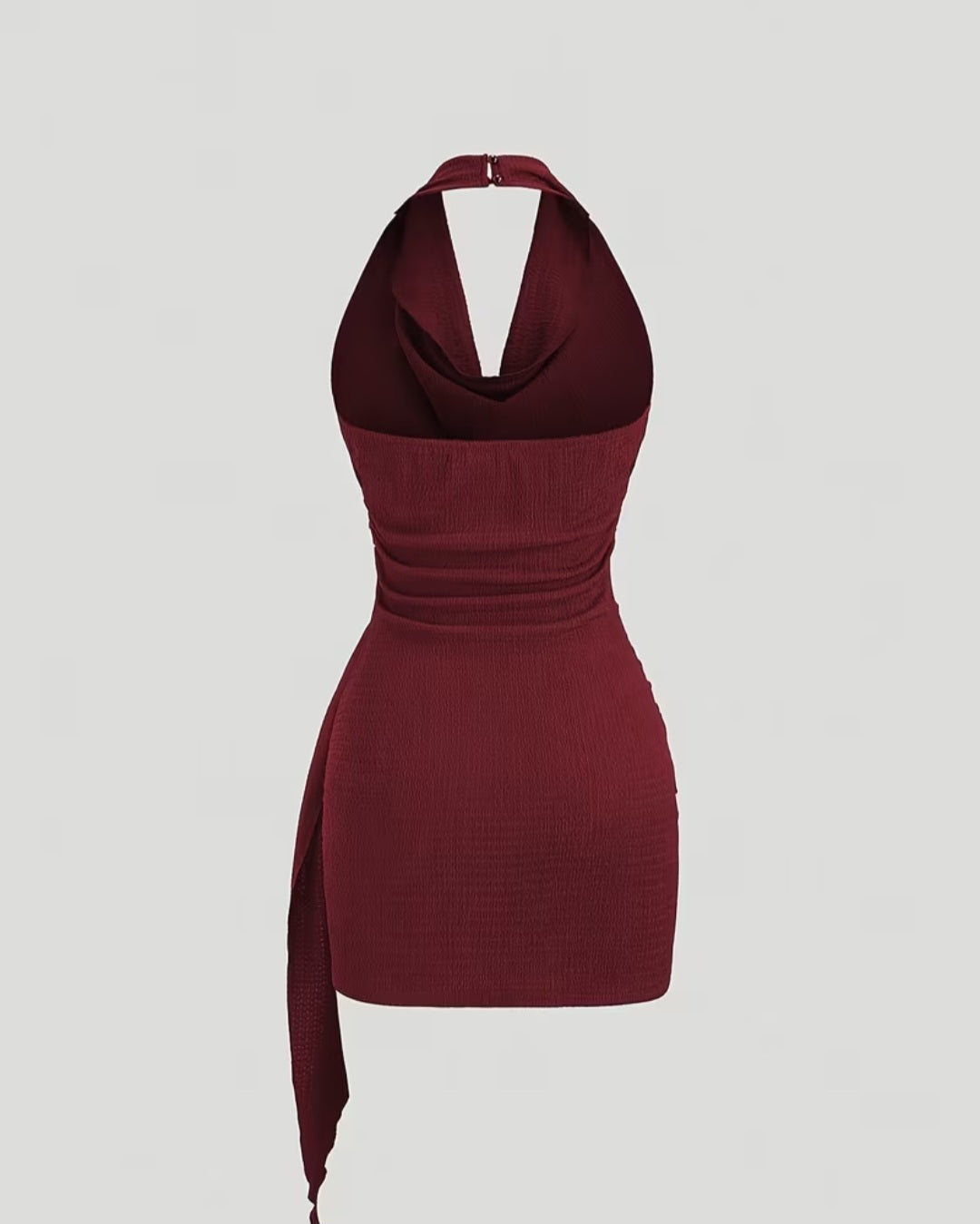 Burgundy Halter Neck Dress