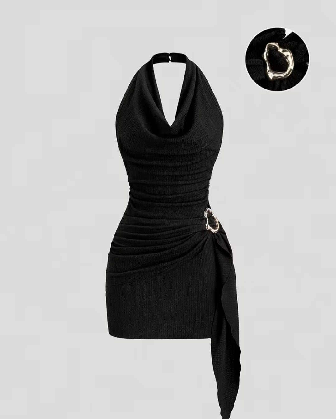 Burgundy Halter Neck Dress